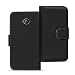 Produktbild Motorola Moto E2 Generation Bookstyle Hülle, Conie Mobile PU Leder Schutzhülle Handytasche Bookcase Tasche Premium Klapphülle in Schwarz