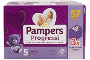 Pampers Pannolini Progressi Junior Taglia 5, 57 Pezzi - 3000 g