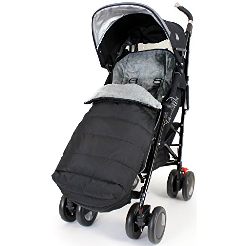 XXL Large Luxury Foot-muff And Liner For Maclaren Techno XT - Black/Grey