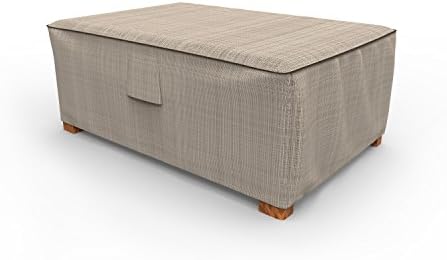 BudgeEnglish Garden Outdoor Ottoman Cover P4W01PM1, Tan Tweed (18 H x 33 W x 25 L)
