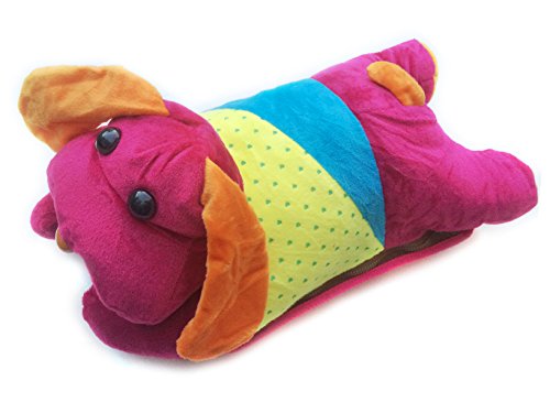 Idée cadeau - Sac Eau Chaude Chien avec poche chauffe mains et pieds, scaldino électrique avec peluche/coussin en forme de chien souple en tissu hypoallergénique.