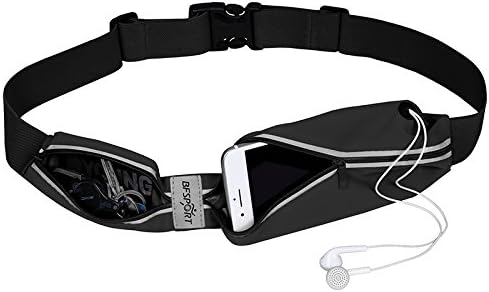 YAKADI Running Belt - Reflective Waist Pack, Water Resistant Phone Holder, iPhone X 6 7 8 Plus Pouch for Runners, Adjustable Running Accessories, Fanny Pack for Hiking Fitness.