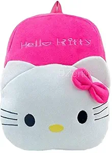 DZert Hellokitty Kids Bags for School Baby/Boys/Girls Velvet Backpack (Pink)