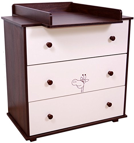 Preisvergleich Produktbild Wickelkommode Safari Giraffe mit Wickelaufsatz in braun nussbaum