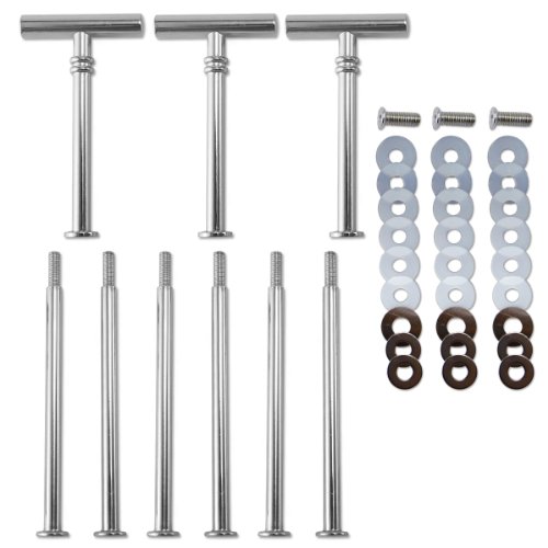 3 Set „T“ Form Metallstange Mittellochausstech 2 bis 3 Etagere Etage für Hochzeit Party Geburtstag Hochzeitstorte Torten Tortenständer - 4