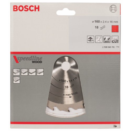Bosch Zubehör 2608640785 Kreissägeblatt Speedline Wood 160 x 16 x 2,4 mm, 18 - 2