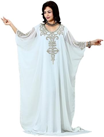 OKS Women's Kaftan Farasha Maxi Dress N10- White