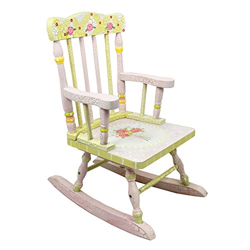 Fantasy Fields by Teamson Crackled Rose Childrens Rocking Chair Wooden Rocker Seat W-5686G