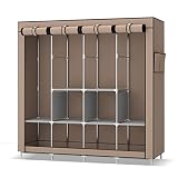UDEAR Armario de tela y tubo metal para ropa Organizador Ropero plegable colgar Marrón