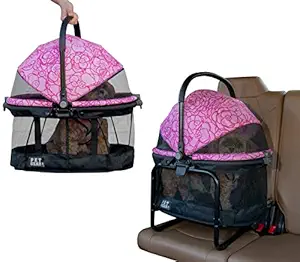 Pet Gear View 360 Pet Carrier & Car Seat with Booster Seat Frame for Small Dogs & Cats with Mesh Ventilation for Easy Viewing, Pink Floral (PG1140NZPF)