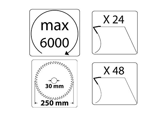 2 tlg Set Kreissägeblatt Hartmetall 250 x 30 mm 24 Z + 48Z - 2