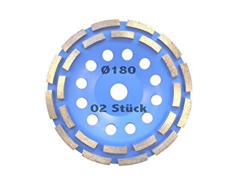 2 Stück Diamant Schleiftopf Durchmesser 180 mm für Betonschleifer, Winkelschleifer Topfscheibe Schleifteller Schleifscheibe