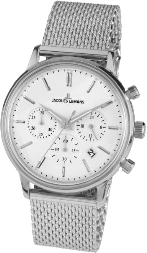 Jacques Lemans Unisex-Armbanduhr Nostalgie Chronograph Quarz Edelstahl N-209C
