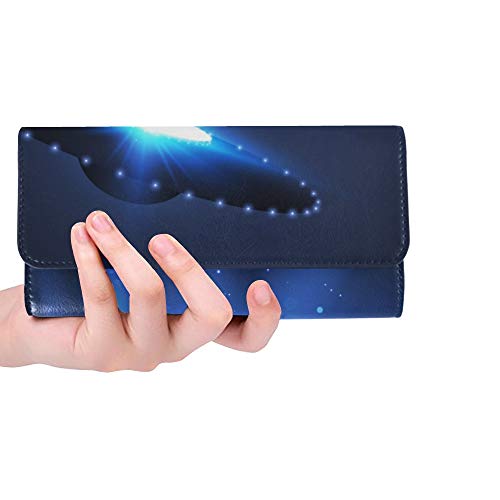 Preisvergleich Produktbild Einzigartige Custom Alien Spaceship UFO Frauen Trifold Brieftasche Lange Geldbörse Kreditkarteninhaber Fall Handtasche