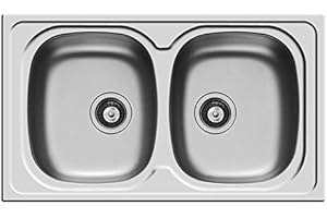 Pyramis Lavello lavandino lavabo 2 vasche Sparta 86x50 Acciaio Inox con PILETTA da 3,5''