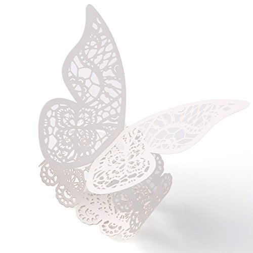 25 x Schmetterling Papier Serviettenringe Servietten Ringe Platzkarten Tischkarten Papierservietten Servietten Halter Schnalle Ring für Hochzeit Party Tischdeko - 4