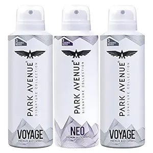 Park Avenue Signature Combo Perfume For Men Fresh Long Lasting Fragrance Pack of 3 (2 Voyage + 1 Neo) 348g/450 ml