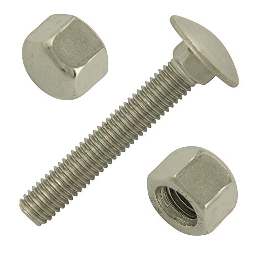 Preisvergleich Produktbild BiBa Schrauben Schlossschrauben Flachrundschrauben M8x80 / 80 Torbandschrauben Edelstahl A2 (20 Stück) / DIN 603 / Vollgewinde mit Vierkantansatz / V2A / Hutmuttern niedrige Form DIN 917