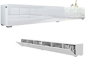 ‎PLATAN ROOM PLATAN ROOM Fernsehschrank TV-Lowboard 105/140 / 160/210 / 280 In Weiß Hängend Oder Stehend Hochglanz Matt (280 x 30 x 32, Weiß Matt/Weiß Hochglanz)