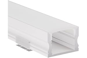 Alumino | LED Aluminiumprofil Weiß | 100 cm | Aufputzprofil | Opale Abdeckung | für 12 mm LED-Streifen | 1m | Donau