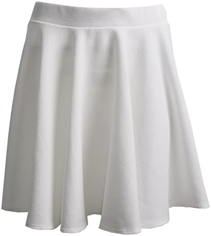 Angelia Girl Casual Stretch Versitile Flared A Line Mini Skater Skirt (White, S)
