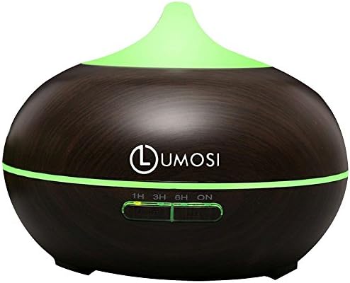 LUMOSI 300 ml Wood Grain Ultrasonic Cool Mist Humidifier, Essential Oils Aroma Diffuser and Color Changing Night Light ideal for Bedroom, Bathroom, Nursery, Living Room, Yoga, Office, Spa, Homedics and Aroma Therapy