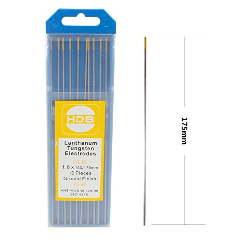 SPEED Wolframelektroden Wolframnadeln WL-15 Wolfram Elektrode Nadel Ø1,6 x 175mm Gold 10PK - 3