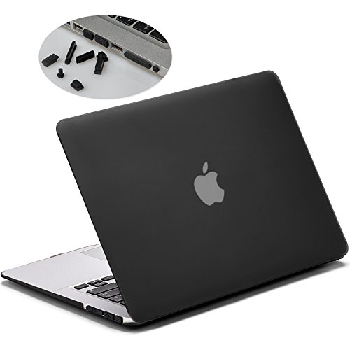 spécification Étui Coque Mat pour MacBook Air 13 pouces, Couvercle LENTION Supérieur et Inférieur de Protection en Plastique avec Pieds en Caoutchouc pour PC Portable Apple MacBook, Fourni avec Bouchons Anti-poussière - Transparent Noir