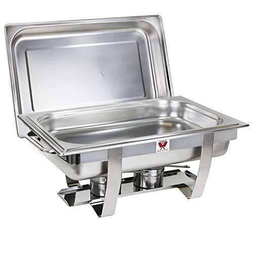 Beeketal 2er Chafing Dish Set „BCD-2“ Profi Gastro Speisewärmer Set aus Edelstahl – Lieferumfang: 2x Grundgestell, 2x Wasserbecken, 2x Deckel, 4x Brennpaste Behälter, 4x Gastronorm Behälter - 3