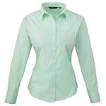 Premier Womens/Ladies Poplin Long Sleeve Blouse / Plain Work Shirt