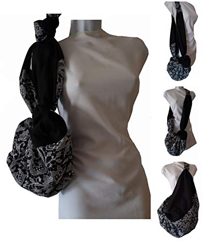 Tasche SCHWARZE PUNTTILLEN. Bandelier und Schulter. Klein, das wird riesig. Anziehen, kaufen oder am Strand. Einzigartiges patentiertes Design