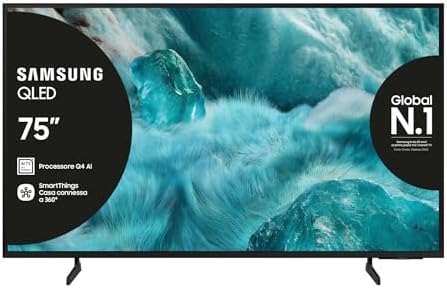 Samsung Smart TV 75'' QE75Q7F4AUXZT QLED 4K, Q4 Processor, Per Sport e Cinema, 100% Volume Colore con Quantum Dot, Motion Xcelerator, OTS Lite & Adaptive Sound, SlimLook Design, Vision AI, 2025