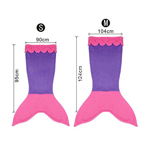 Meerjungfrau Decke,Sepper Kinder Fleecedecke Meerjungfrauenschwanz Schlafsack,All Season Schlafsack (M, Purple + Pink Tail) - 6