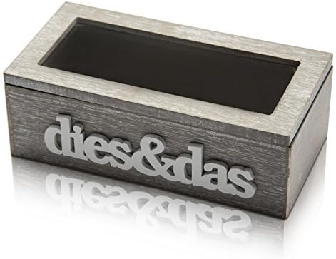 chiccie Dies & THE WOODEN BOX WITH GLASS WINDOW - 16cm Wooden Chest Treasure Chest Gift Box Wooden Box Wood Boxes Grey White - Grey