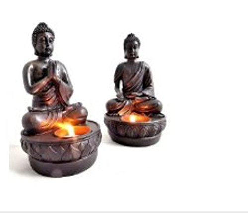Buddha Teelichthalter im 2er Set je 19 cm