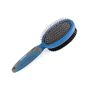 Double Sided Dog Brush | Two Sided Pet Brush - Cat Shed Brush | Pin Brush For Detangling & Dematting | Dense Bristles For Removing Dirt and Loose Hair From Topcoat | Ideal for Professional Groomers
