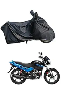 RiderShine Waterproof Bike Body Cover with Double Mirror Pocket for Hero Glamour (Black)