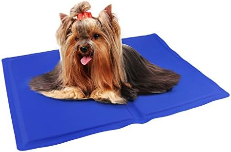 WisFox Blue Pet Cooling Mat 4 Size Cold Cooling Pad Pressure Activated Chilly Dog Cat Bed Gel Cooling Mat Mattress Heat Relief Non-Toxic, Perfect for Floors, Couches, Car Seats, Pet Beds &amp; Kennels (L)