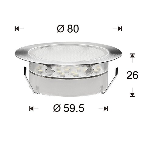 QACA LED Einbauleuchten Bodeneinbaustrahler Außen Wasserdicht IP67 2,5W Ø80mm Treppenstufen Garten Terrasse - 8