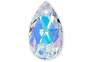 BOHEMIA CRYSTAL VALLEY 1 stk SWAROVSKI CRYSTALS pendant pear-shaped 6106 crystal stone with hole, 16 x 9 x 5 mm Crystal AB (Swarovski-Kristalle Anhänger Birnenförmiger 6106 Kristallstein mit Loch Crystal AB)