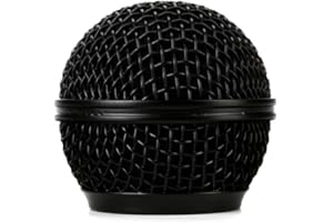 WOKYO Sostituzione della testa del microfono, griglie in rete di acciaio, ricambio a sfera per microfono con schiuma interna, adatta per Shure SM58 (nero, 1 pezzo)