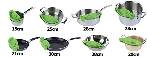 Joyoldelf Sieb aus silikon,Pfannensieb Topfsieb Schüsselnsieb,BPA Frei seiher, Hitzebeständiges küchensieb, Ungiftiges Material, Universelle Größe ( grün ) - 5