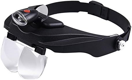 Hmhope Head-Mounted Magnifying Glass LED Illuminating Multiple 1.2X/1.8X/2.5X/3.5X High Clarity Elastic Adjustable Comfortable