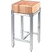 Produktbild Massiver Hackklotz Hackblock aus Holz mit Edelstahl Untergestell 40x40x85