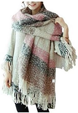 Weibestshop Women Blanket Comfortable Warm Oversized Tartan Scarf Wrap Shawl Plaid Cozy Checked Pashmina
