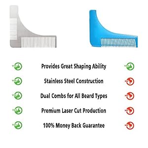 Beard Shaping Styling Template, Beard Shaping Tool with Comb Stainless steel Beard Styling for Perfect Lines & Symmetry… - Image 3