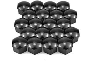NETSPOWER 20 Pcs Wheel Nut Cap Cover 17mm Car Tire Bolt Hex Nut Cap Black Hexagonal Tire Nut Covers Plastic Universal Auto Tyre Supplies with Removal Tool Set for Automobile