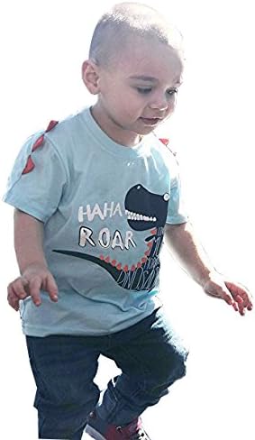 Toddler Boys T-Shirt Short Sleeve Cartoon Dinosaur Tops Shirt for Kids 2-7 Years