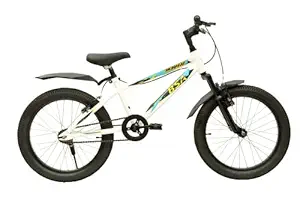 BSA Ambush 20T Kids Cycle, 5 to 8 Years, Front Suspension, Sporty Straight Handlebar, Thick Tyres - Ivory White, 12