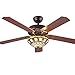 Produktbild 52-Zoll-Deckenventilator Tiffany Stil Glasmalerei Schatten Deckenventilator Licht Retro Fernbedienung Holz Blatt Wohnzimmer Schlafzimmer Pendelleuchte Deckenleuchte